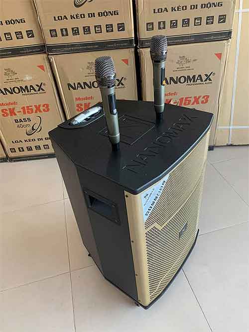 Loa kéo Nanomax SK-15X3, loa karaoke rất hay, bass 4 tấc