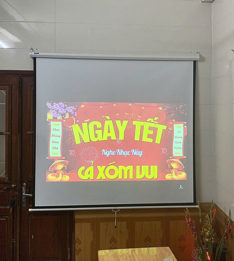 Màn treo máy chiếu kéo tay